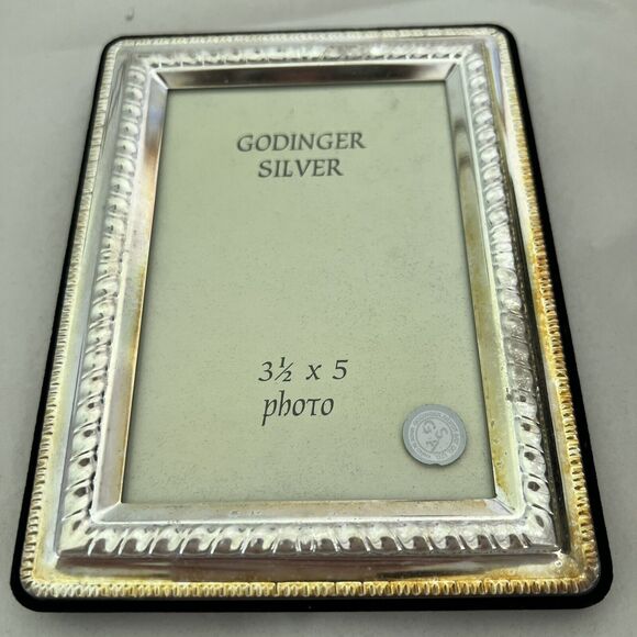 Godinger Silver Photo Picture Frame Classic holds 3.5x5 Photo easel Velvet Back - Picture 3 of 5
